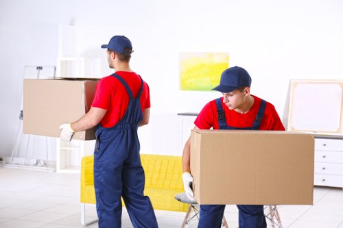 Commercial moving team planning a business relocation in Southall