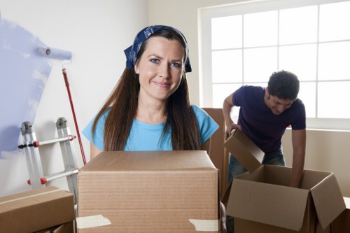 Office furniture and equipment prepared for a Southall commercial move