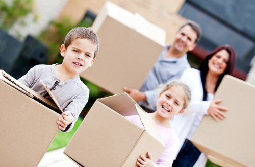 Furniture and boxes being moved for a home or business in Southall
