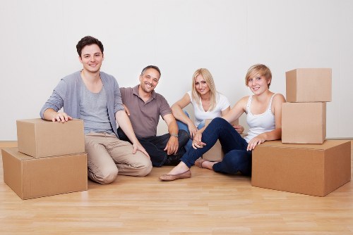 Packed boxes and furniture loaded for a Southall house move
